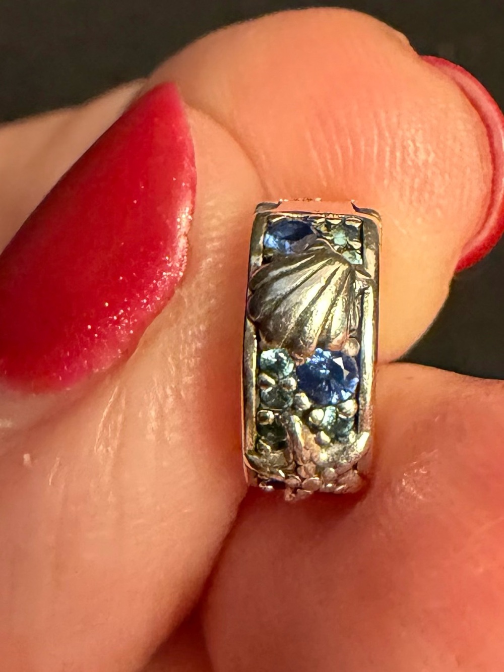 Pandora Sterling Silver Starfish Shell Charm Genuine Blue Sapphire Topaz S925